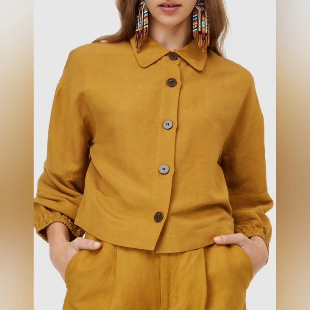 GORMAN Golden Mustard Linen Cropped Jacket - Picture 8 of 16